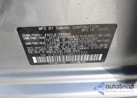 2022 Subaru Crosstrek Premium from USA, damaged, VIN JF2GTAEC5N8211722